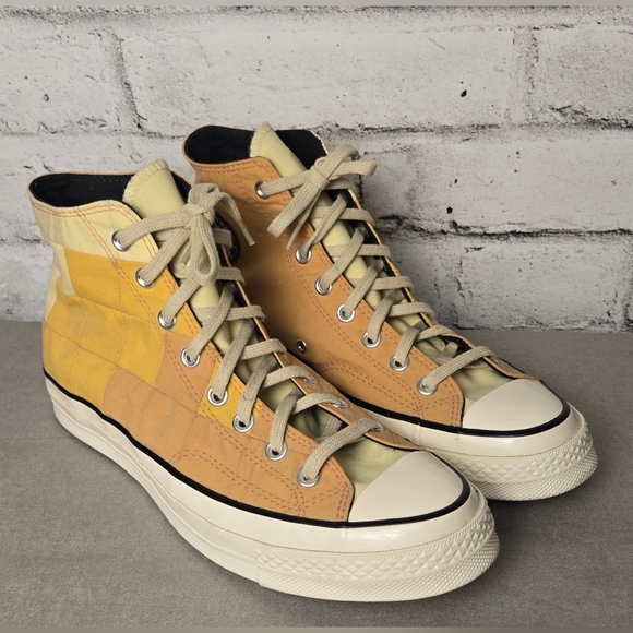 Converse Chuck 70 Hi Patchwork Mustard Egret Sneakers Size 9.5 - Picture 2 of 13